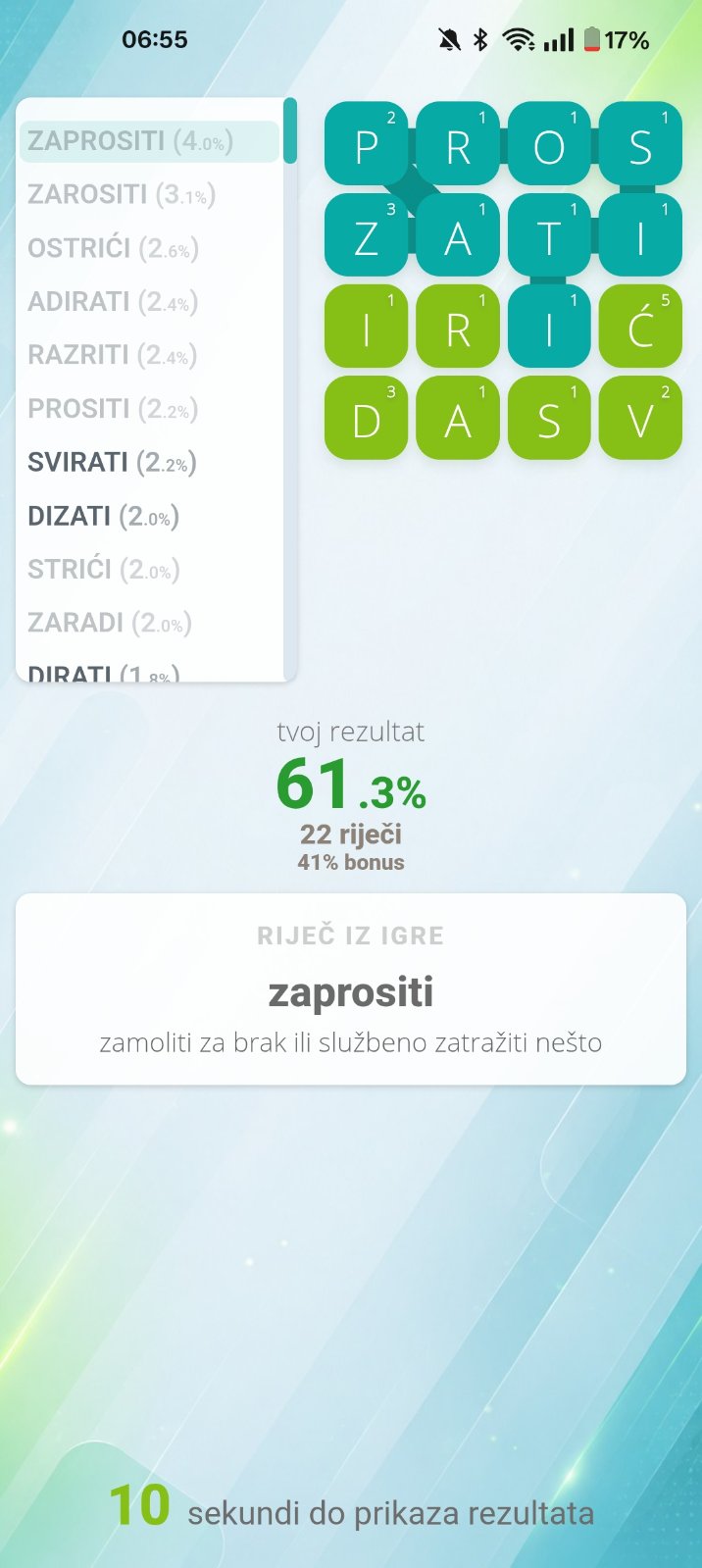 Rezultat igre Riječoteka
